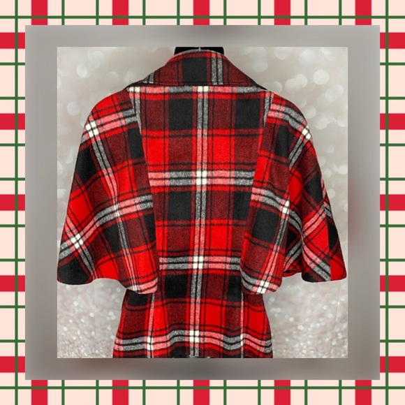 💝👼😇 TWENTY-ONE Red Plaid Cape/Short Coat - Size S/P - Picture 2 of 11